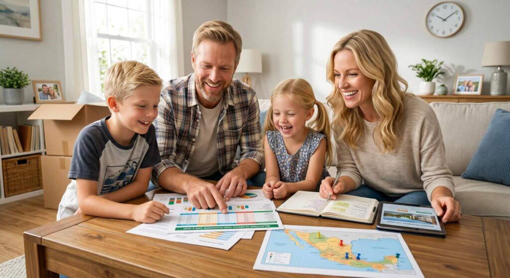 Coldwell Banker Mexico family planning their relocation to Mexico and comparing living expenses across cities.