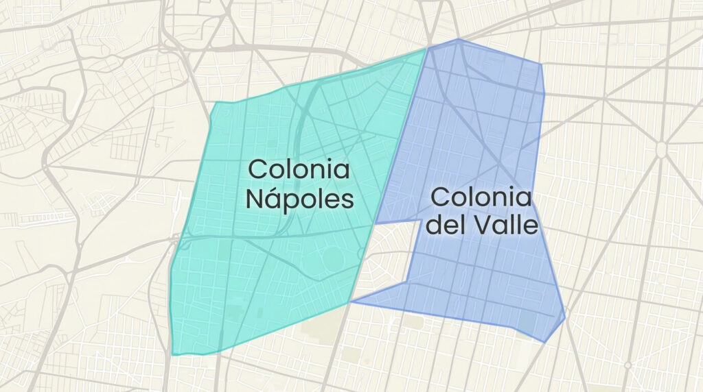 Nápoles y Del Valle, colonias contiguas en la CDMX, con Coldwell Banker México destacando su ubicación céntrica, conectividad y alta plusvalía.