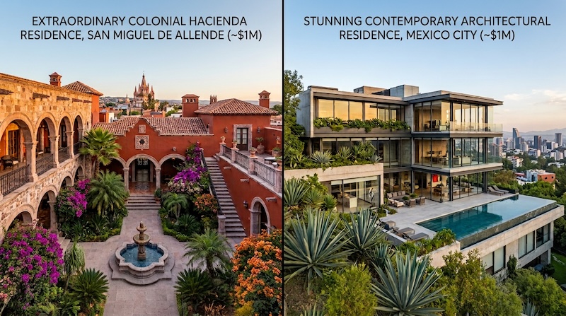 Coldwell Banker México presenta casas de lujo en México disponibles con un presupuesto cercano al millón de dólares estadounidenses, con villas frente al mar, penthouses y residencias contemporáneas en Los Cabos, Tulum, Puerto Vallarta y Ciudad de México.
